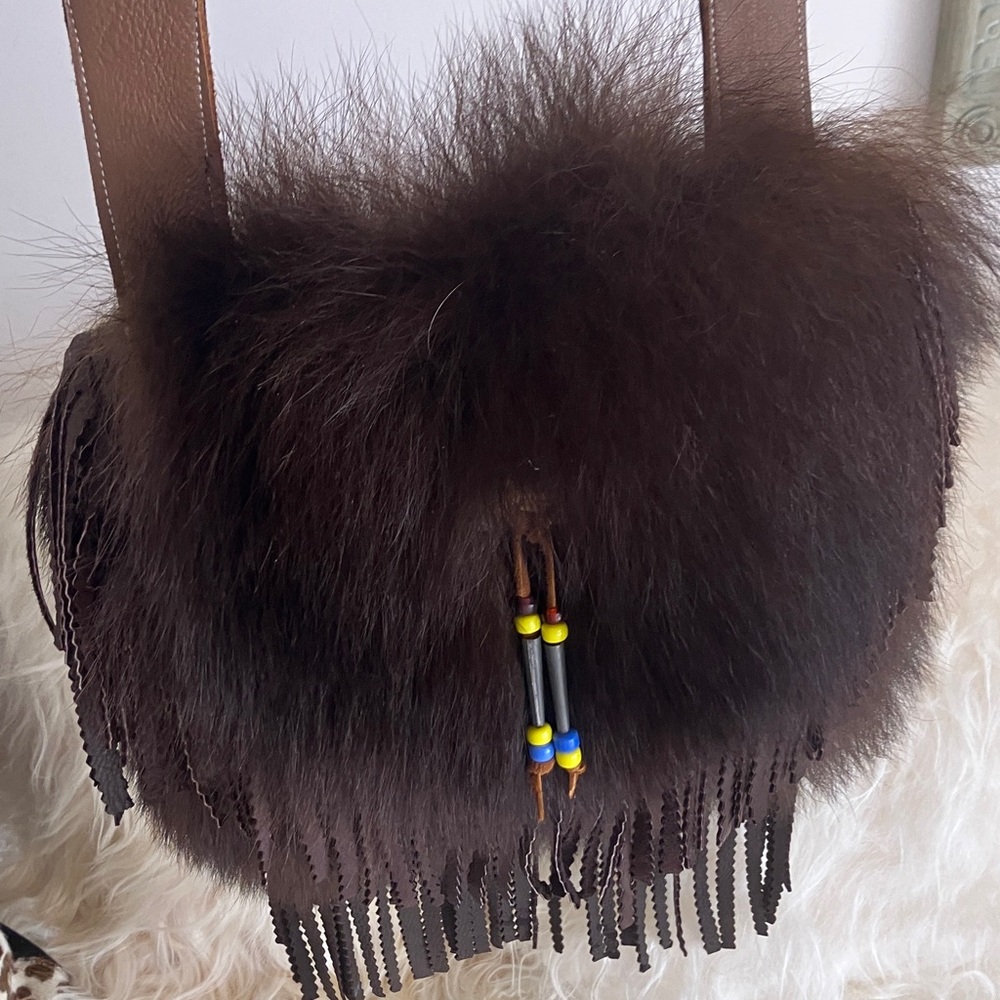 Brown Fringe Leather Bag